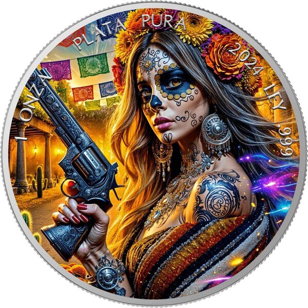 Pièce de monnaie en Argent g 31.1 (1 oz) Millésime 2024 DIA DE LOS MUERTOS