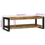 vidaXL Table basse 120x50x38 cm en bois massif de manguier brut