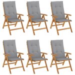 vidaXL Chaises de jardin inclinables et coussins lot de 6 bois teck