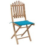 vidaXL Chaises pliables de jardin 2 Pièces avec coussins Bambou