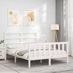 vidaXL Cadre de lit avec tête de lit blanc 140x200 cm bois massif