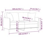 vidaXL Canapé 2 places avec oreillers décoratifs noir 140 cm tissu