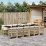 vidaXL Ensemble à manger de jardin et coussins 13 Pièces beige