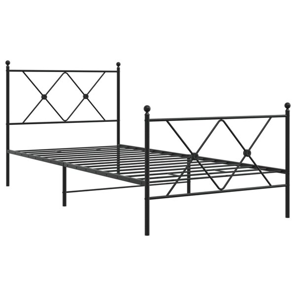 vidaXL Cadre de lit métal avec tête de lit/pied de lit noir 90x200 cm