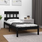 vidaXL Cadre de lit Noir Bois massif 100x200 cm