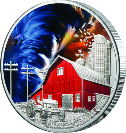 Pièce de monnaie en Argent 5 Dollars g 62.2 (2 oz) Millésime 2024 Forces of Nature TORNADO