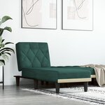 vidaXL Chaise longue vert foncé velours