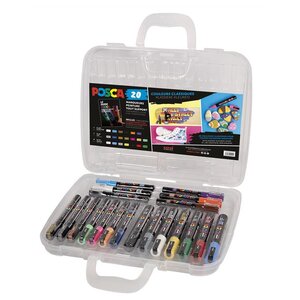 Malette de 20 marqueurs pointe conique (6 extra-fin +7 fin +7 moyens) assorties x 12 posca