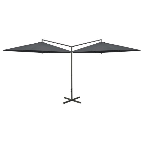 vidaXL Parasol de jardin double avec mât en acier anthracite 600 cm