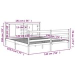 vidaXL Cadre de lit Blanc Bois de pin massif 135x190 cm Double