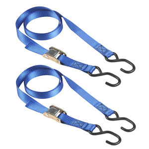 Sangle d'Arrimage avec Crochets et Cliquet Bleu 2m x 25mm Sangle Pack de 2