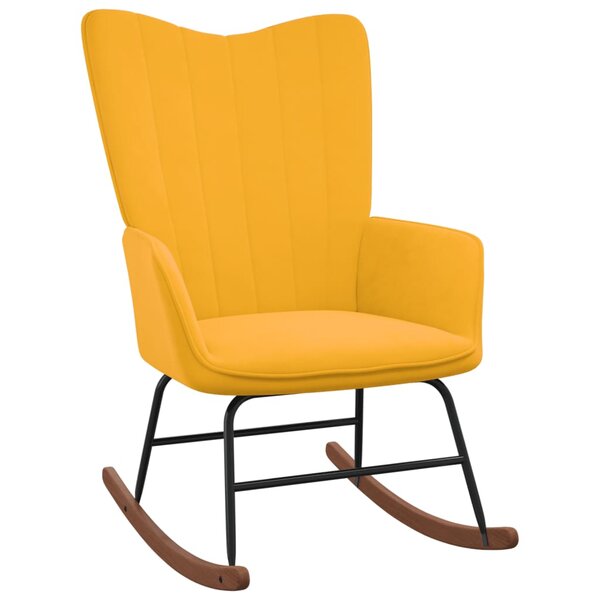 vidaXL Chaise à bascule Jaune moutarde Velours