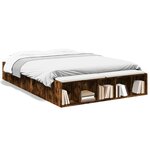 vidaXL Cadre de lit chêne fumé 120x200 cm bois d'ingénierie