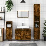 vidaXL Armoire salle de bain chêne fumé 80x33x60cm bois d'ingénierie