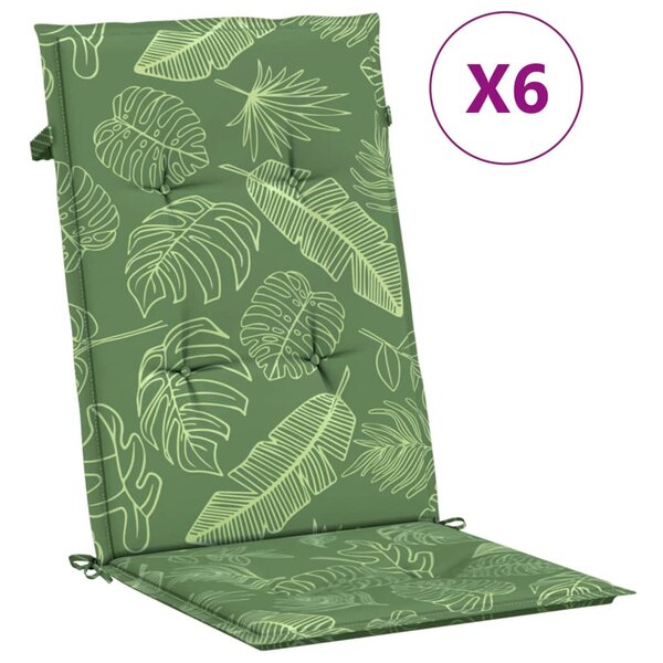 vidaXL Coussins de chaise à dossier haut lot de 6 modèle de feuille