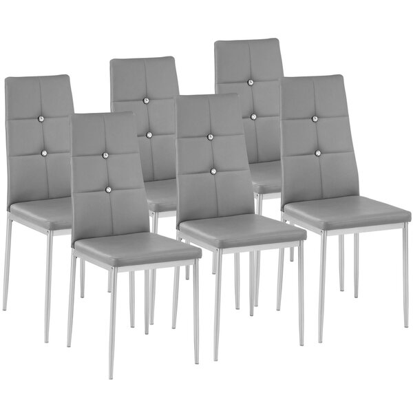 Lot de 6 chaises siège de salon cuisine salle à manger design élégant avec brillant gris 08_0000167