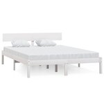vidaXL Cadre de lit Blanc Bois de pin massif 135x190 cm Double