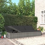 vidaXL Transat convertible avec coussin Résine tressée Gris foncé