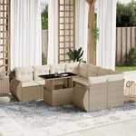vidaXL Salon de jardin avec coussins 9 Pièces beige résine tressée