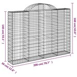 vidaXL Paniers à gabions arqués 18 Pièces 200x30x140/160 cm Fer galvanisé