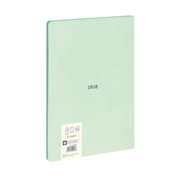 Cahier collé   papier ligné  48 pages A4  série 1918  vert