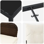 vidaXL Set de salle à manger de jardin 5 pièces avec coussins marron rotin PE