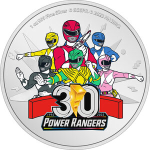 Monnaie en argent 2 dollars g 31.1 (1 oz) millésime 2023 power rangers