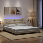 vidaXL Cadre de lit avec lumières LED crème 180x200 cm tissu