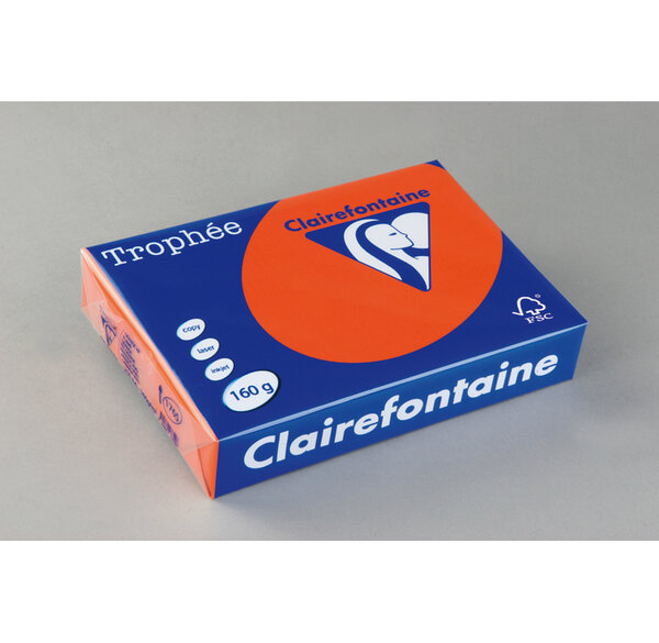 Ramette 250 Feuilles Papier 160g A4 210x297 mm Certifié FSC orange vif TROPHÉE