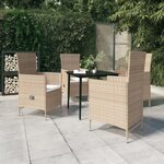 vidaXL Ensemble à manger de jardin avec coussins 5 Pièces Beige