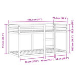 vidaXL Lit superposé avec rideaux blanc/noir 90x190 cm bois pin massif