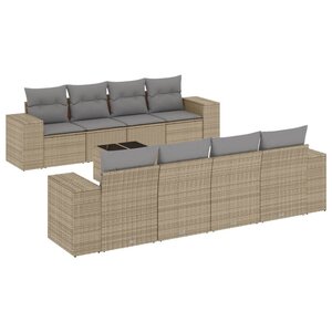 vidaXL Salon de jardin avec coussins 9 Pièces beige résine tressée