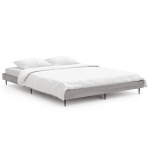 vidaXL Cadre de lit sonoma gris 135x190 cm bois d'ingénierie