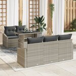 vidaXL Ensemble de canapé de jardin 6 pièces avec coussins Gris Poly Rattan