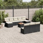 vidaXL Salon de jardin 11 Pièces avec coussins noir résine tressée