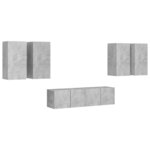 vidaXL Ensemble de meuble TV 6 Pièces Gris béton Bois d'ingénierie