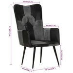 vidaXL Chaise à oreilles Noir et gris Cuir véritable