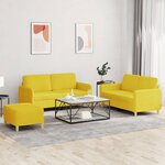 vidaXL Ensemble de canapés 3 Pièces avec coussins Jaune clair Tissu