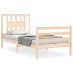 vidaXL Cadre de lit avec tête de lit 90x200 cm bois massif