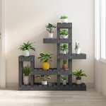 vidaXL Support à plantes Gris 92x25x97 cm Bois massif de pin