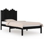 vidaXL Cadre de lit Noir Bois de pin massif 75x190 cm Petit simple