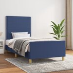 vidaXL Cadre de lit avec tête de lit Bleu 90x190 cm Tissu