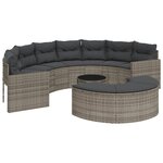 vidaXL Salon de jardin 3 Pièces demi-rond gris résine tressée