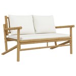 vidaXL Salon de jardin 2 Pièces avec coussins blanc crème bambou