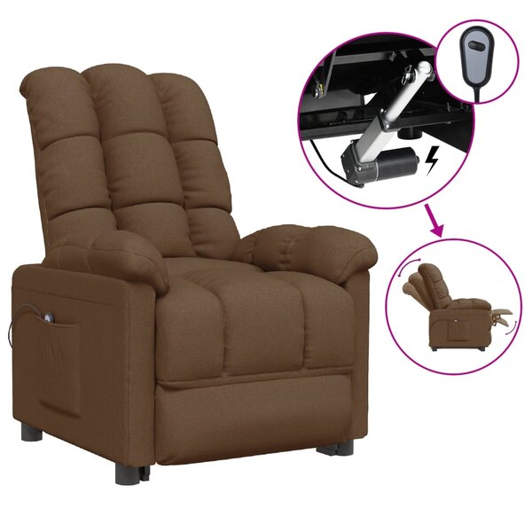 vidaXL Fauteuil inclinable électrique Marron Tissu