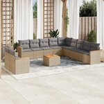 vidaXL Salon de jardin et coussins 12 Pièces mélange beige résine tressée
