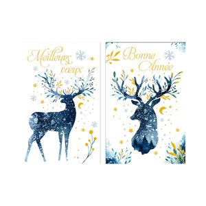 Carte De Voeux - Pochette  5 Cartes Bonne Année Et Meilleurs Voeux Cerf