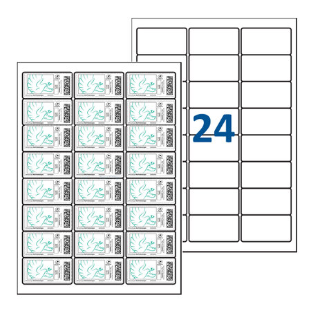 Lot de 20 Planches étiquettes autocollantes pour Timbres sur feuille A4 : 63 5 x 33 9 mm (24 étiquettes par feuille; spéciales Timbre)