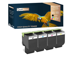 Qualitoner x5 toners 802hk (x2) + 802hc + 802hm + 802hy (noir x2 + cyan + magenta + jaune) compatible pour lexmark