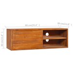 vidaXL Meuble TV mural 90x30x30 cm Bois de teck massif
